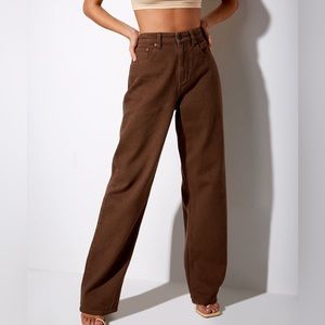 Motel x Olivia Neill Parallel Jeans In Rich Brown